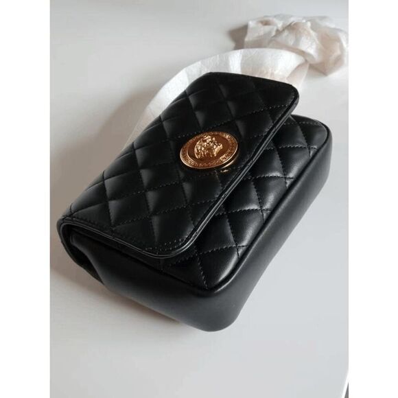 VERSACE Black Quilted Calfskin Leather Medusa Crossbody Bag $2200 NEW WITH TAGS - Picture 14 of 16
